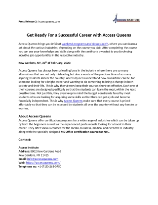 Get Ready For a Successful Career with Access Queens