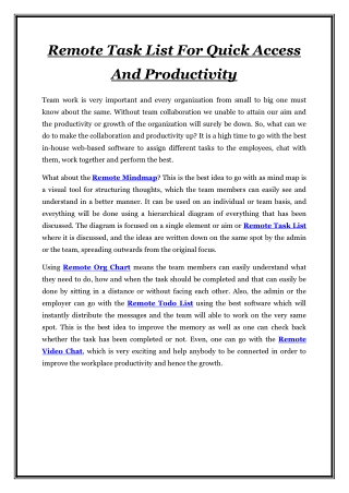 Remote Task List For Quick Access And Productivity