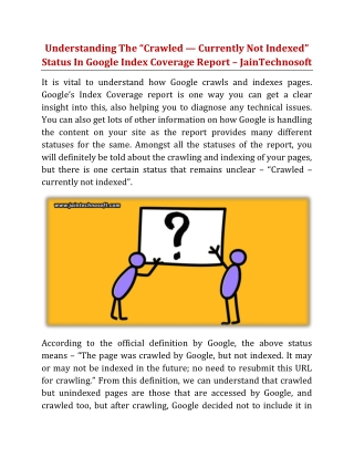 Understanding The “Crawled — Currently Not Indexed” Status In Google Index Coverage Report