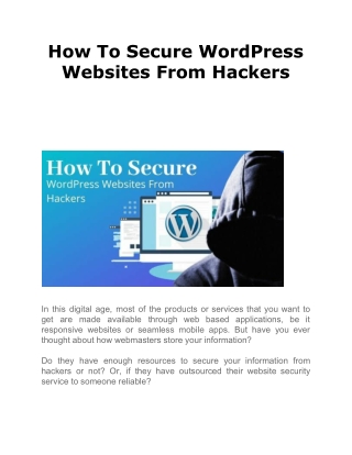 How To Secure WordPress Websites From Hackers?