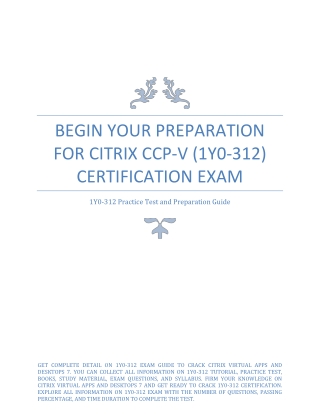 Begin Your Preparation for Citrix CCP-V (1Y0-312) Certification Exam