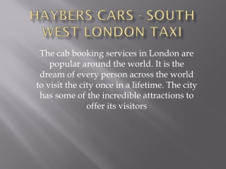 HAYBERS CARS - CHEAPEST SOUTH WEST LONDON TAXI