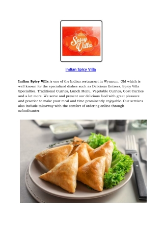 5%  OFF  - Indian Spicy Villa  Restaurant Menu  Wynnum, Qld