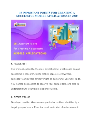 15 Important Points for Creating A Successful Mobile Applications in 2020