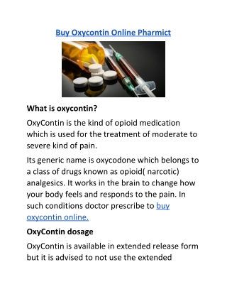 Buy Oxycontin Online Pharmict