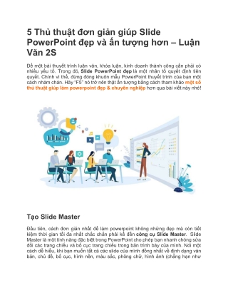 5 Thủ thuật đơn giản giúp Slide PowerPoint đẹp và ấn tượng hơn - Luận Văn 2S