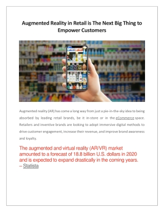 Augmented Reality in Retail is The Next Big Thing to Empower Customers