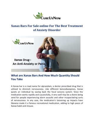 Xanax Bars For Sale online For The Best Treatment of Anxiety Disorder