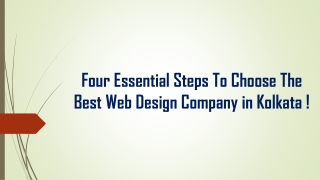 Four Essential Steps To Choose The Best Web Design Company in Kolkata