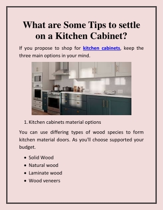 What are Some Tips to settle on a Kitchen Cabinet?