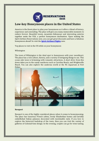 Low-key Honeymoon places in the United States