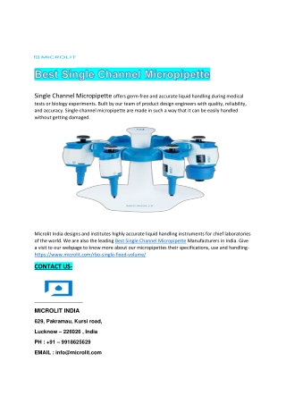 Best Single Channel Micropipette