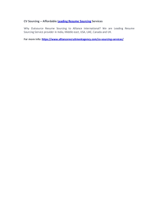 CV Sourcing – Affordable Leading Resume Sourcing Services