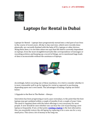 Laptops For Rental in Dubai