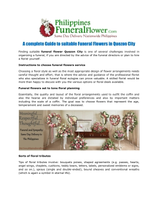 Funeral Flowers in Quezon City