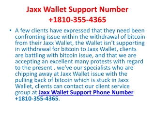 Jaxx Wallet Support Number  1810-355-4365
