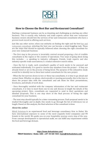 How to Choose the Best Bar and Restaurant Consultant?