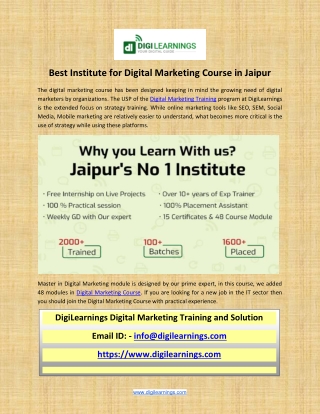 Best Institute for Digital Marketing Course in Jaipur