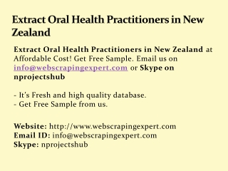 Extract Oral Health Practitioners in New Zealand