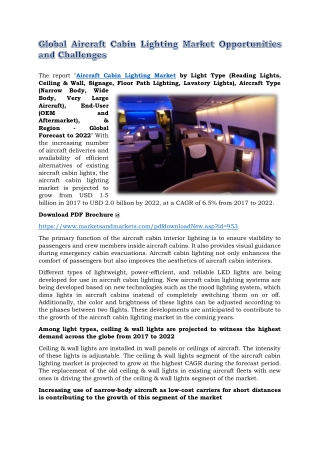 Global Aircraft Cabin Lighting Market Opportunities and Challenges