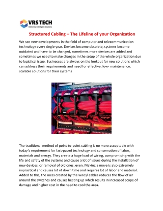 Structured Cabling – The Lifeline of your Organization