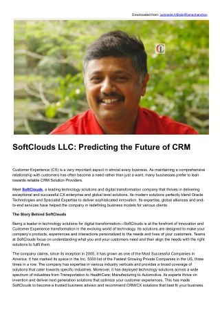 Balaji Ramachandran | SoftClouds LLC | Predicting the Future of CRM