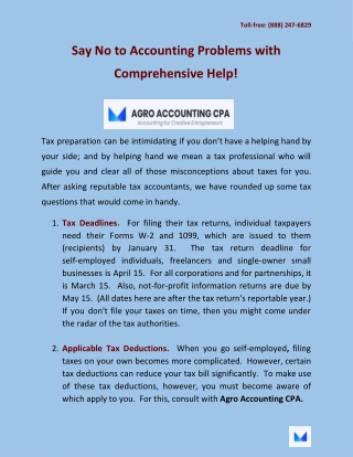 Say No to Accounting Problems with Comprehensive Help!