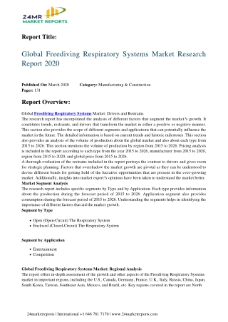 Freediving Respiratory Systems Market Research Report 2020