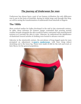 The journey of Underwear for men