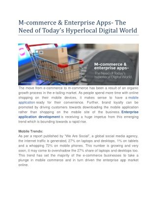 M-commerce & Enterprise Apps- The Need of Today’s Hyperlocal Digital World