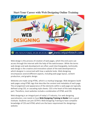 Start Your Career With Web Designing Online Training