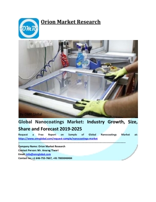 Global Nanocoatings Market Growth, Size, Share and Forecast to 2019-2025