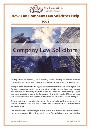 How Can Company Law Solicitors Help You?