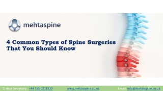 4 Common Types of Spine Surgeries That You Should Know