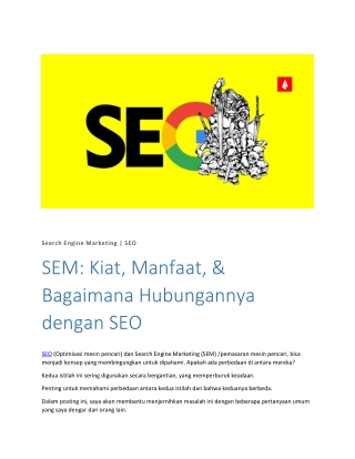 SEM - Kiat - Manfaat dan Bagaimana Hubungannya dengan SEO