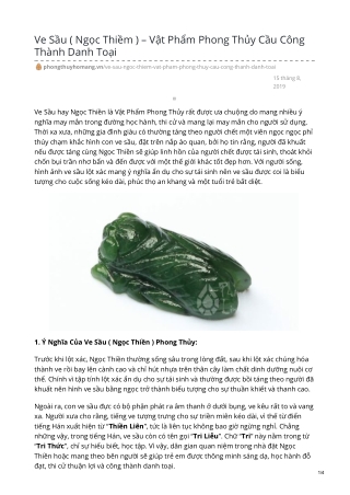 Ve Sầu ( Ngọc Thiềm ) – Vật Phẩm Phong Thủy Cầu Công Thành Danh Toại