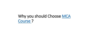 Why you should Choose MCA Course