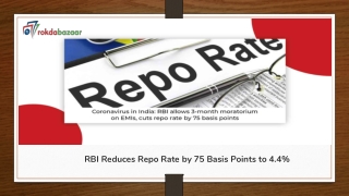 RBI Reduces Repo Rate by 75 Basis Points to 4.4%