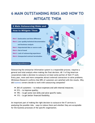 6 MAIN OUTSOURCING RISKS AND HOW TO MITIGATE THEM