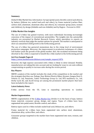 E-Bike Market Size 2020 Overview