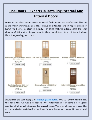 Fine Doors – Experts In Installing External And Internal Doors