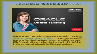 Best Oracle Online Training Course In Noida With Cetpa Infotech