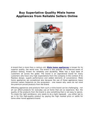 Buy superlative Quality Miele Home Appliances from Reliable Sellers Online