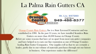 La Palma Rain Gutters CA