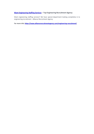 Want Engineering Staffing Services – Top Engineering Recruitment Agency