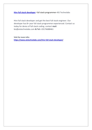 Hire full stack developer -full stack programmer-AIS Technolabs