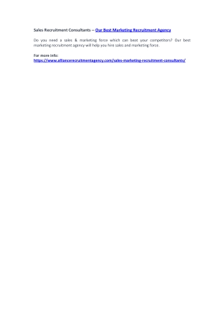 Sales Recruitment Consultants – Our Best Marketing Recruitment Agency