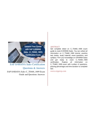 SAP S/4HANA Sales (C_TS460_1809) Certification Questions & Answers PDF