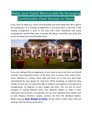 Make your Event Memorable By Arranging Comfortable Chair Rentals in Clovis