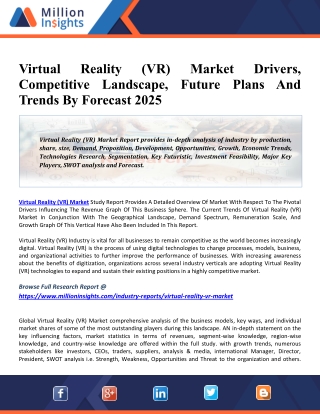 Virtual Reality (VR) Market Global Leading Players 2020, Business Overview, Size Estimation and Revenue